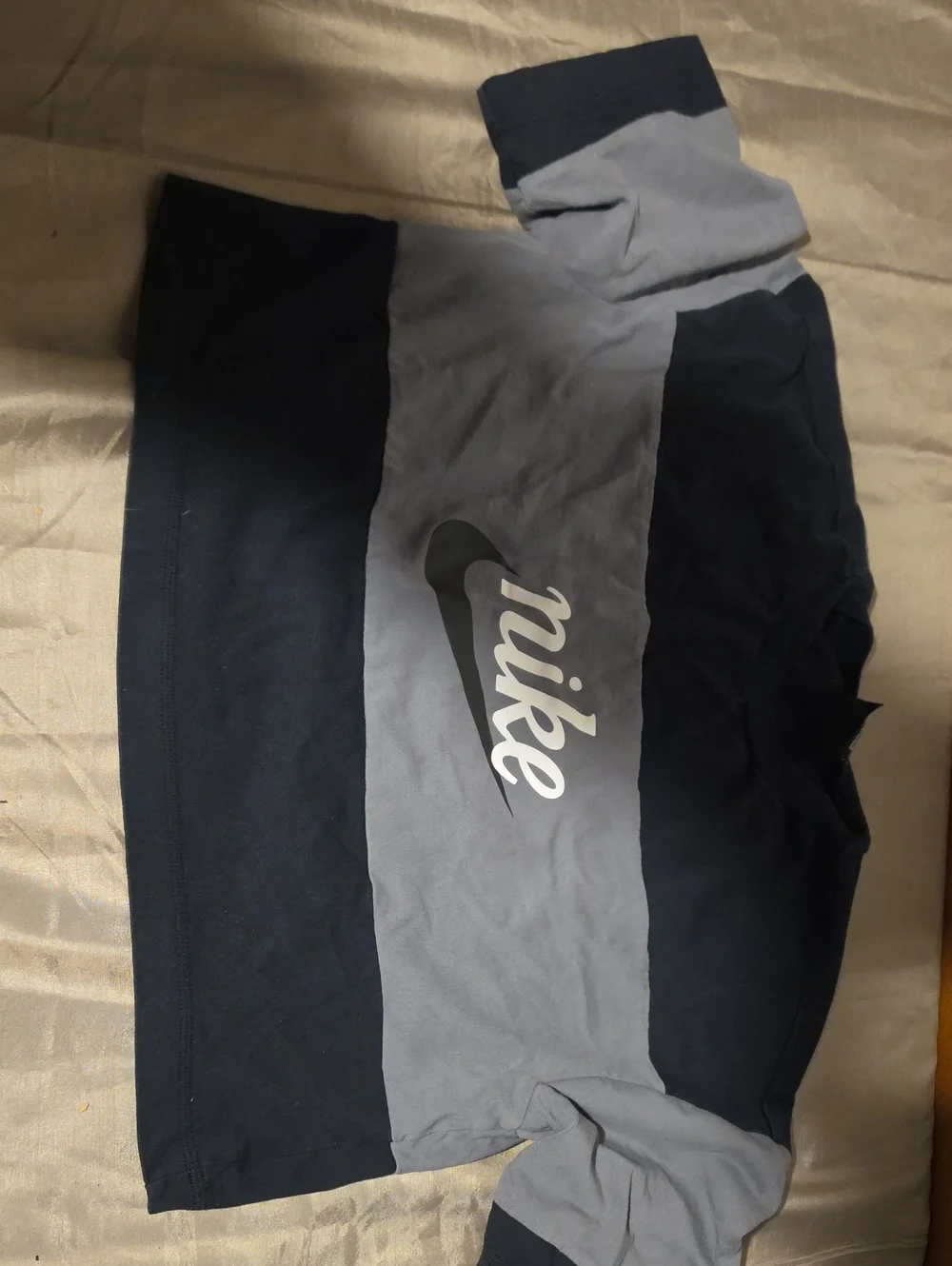Nike Kids Colorblock Sweatshirt Crop Top - Black & Gray